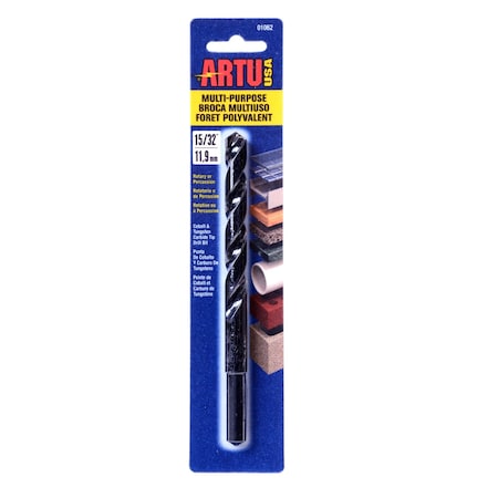 Artu Drill Bit, Multi-Purpose, 15/32" x 6-1/4" 01062